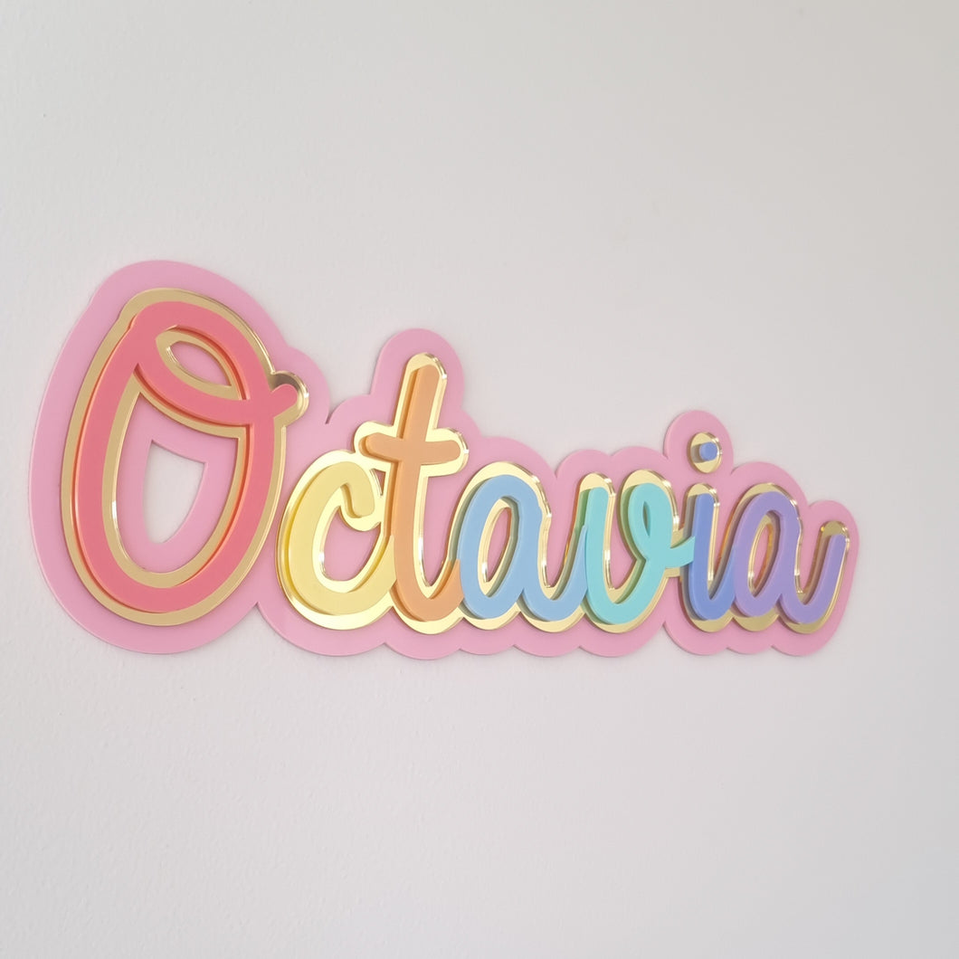 Mirrored Rainbow Wall Plaque - Octavia Font