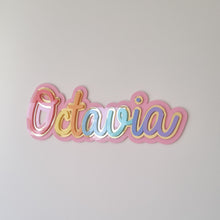 Load image into Gallery viewer, Mirrored Rainbow Wall Plaque - Octavia Font
